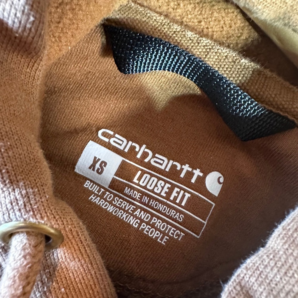 Carhartt K288 BRN Midweight Hoodie Brown Sleeve Logo Mens XS - Picture 12 of 12